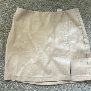 Tan leather skirt
